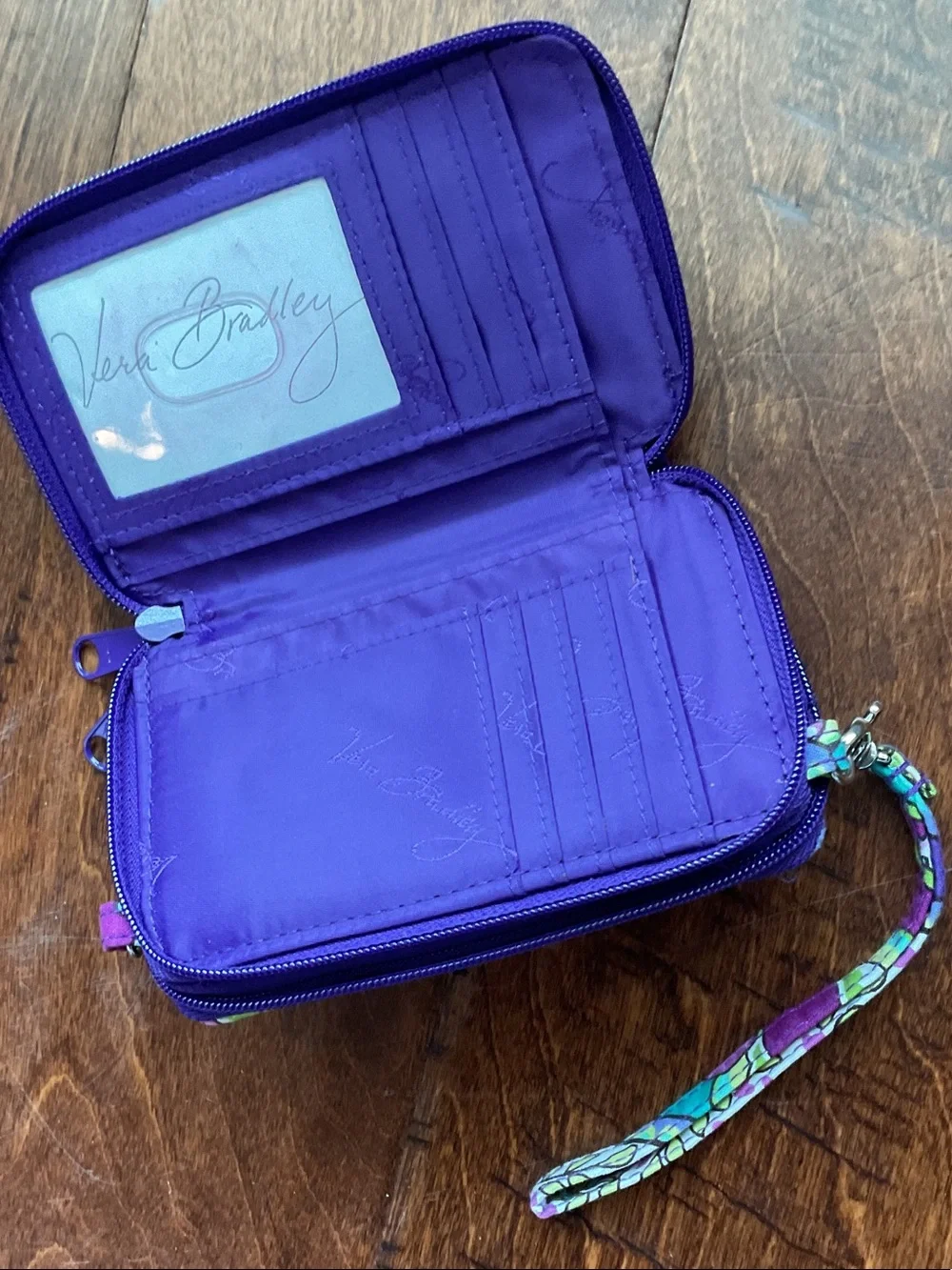Vera Bradley Purple Teal Paisley Quilted Wristlet